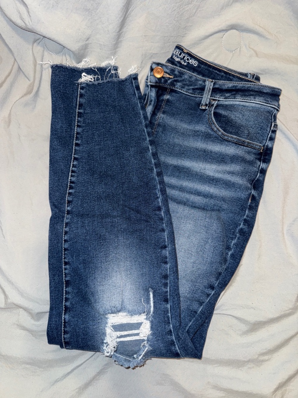 Maurices Dark Blue Skinny Distressed Jeans